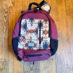 Hooey Burgundy and Geometric Pattern Backpack